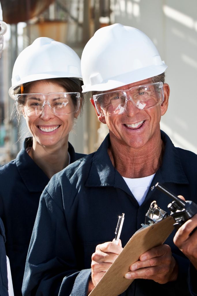 Workers wearing hard hats focused on their tasks in a manufacturing environment, supported by reliable IT infrastructure.