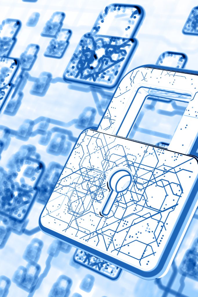 Digital padlock overlay symbolizing IT GOAT’s advanced cybersecurity solutions in Austin, TX.
