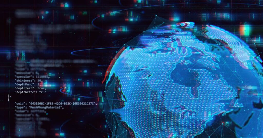 A global digital map visualizing cyber threats, highlighting how IT GOAT secures nonprofit organizations worldwide against evolving cyberattacks and data breaches.